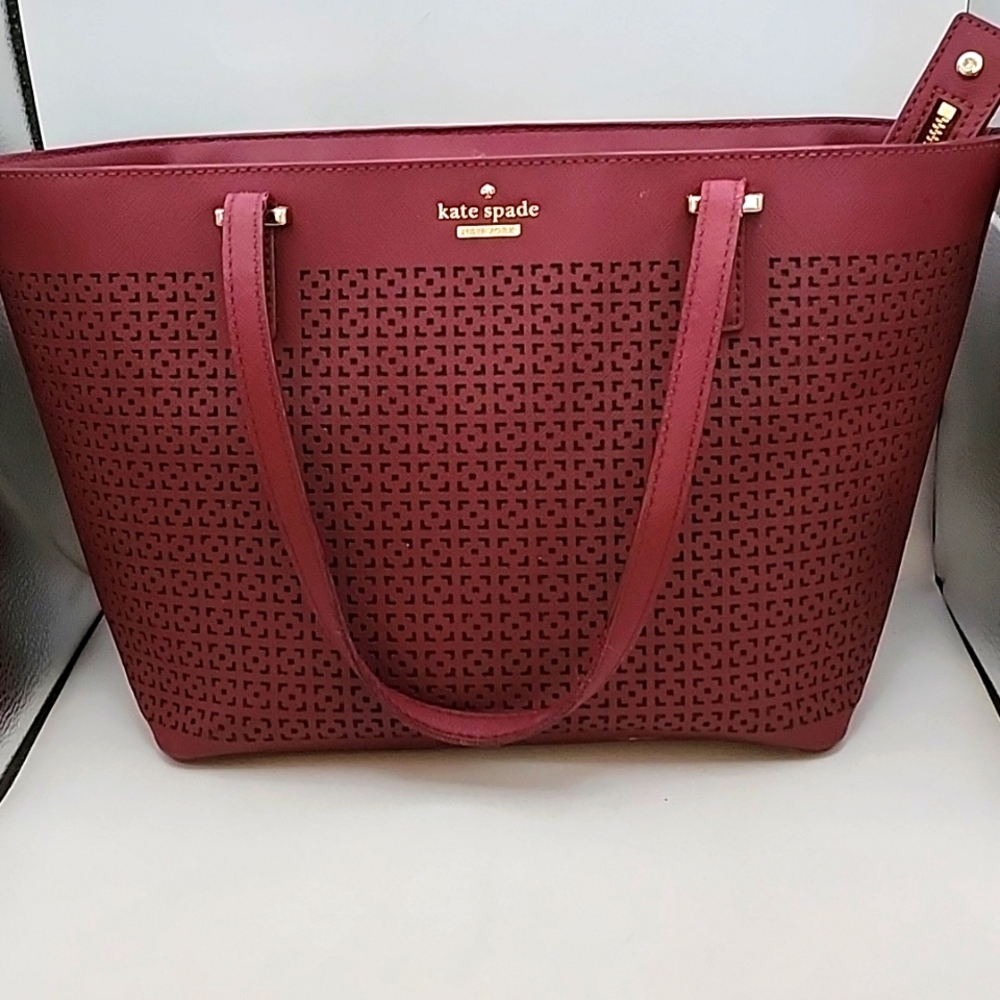 Kate Spade Cedar Street Harmony Perferated Leather Bag Burgandy